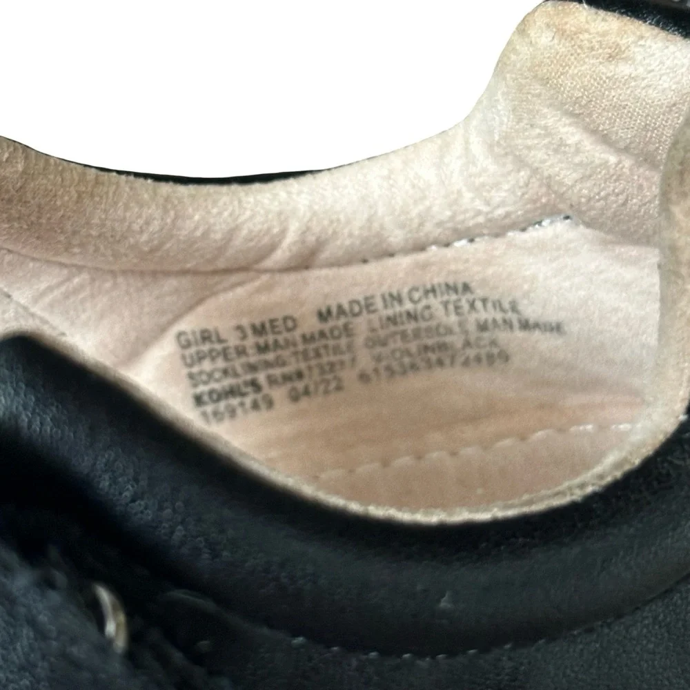 SO Size 3 Girls Black Violin Flats Mary Faux leather  Janes Flats shoes